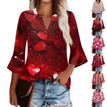 Женская рабочая рубашка с плиссировкой и рукавом 3/4, рубашка с V-образным вырезом, повседневная рубашка с завязками на талии, деловая рубашка L