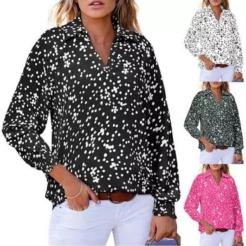 Женская рабочая рубашка с плиссировкой и рукавом 3/4, рубашка с V-образным вырезом, повседневная рубашка с завязками на талии, деловая рубашка L чёрный