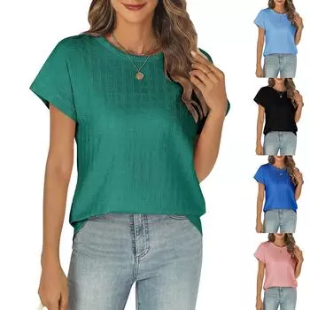 Женская рабочая рубашка с плиссировкой и рукавом 3/4, рубашка с V-образным вырезом, повседневная рубашка с завязками на талии, деловая рубашка L чёрный