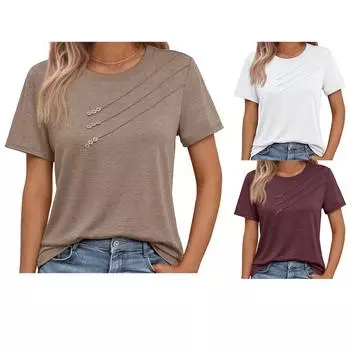 Женская рабочая рубашка с плиссировкой и рукавом 3/4, рубашка с V-образным вырезом, повседневная рубашка с завязками на талии, деловая рубашка S белый