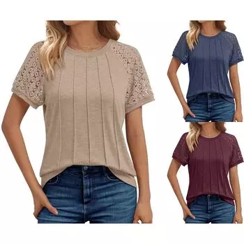 Женская рабочая рубашка с плиссировкой и рукавом 3/4, рубашка с V-образным вырезом, повседневная рубашка с завязками на талии, деловая рубашка One Size верблюд