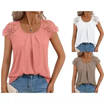 Женская рабочая рубашка с плиссировкой и рукавом 3/4, рубашка с V-образным вырезом, повседневная рубашка с завязками на талии, деловая рубашка One Size верблюд