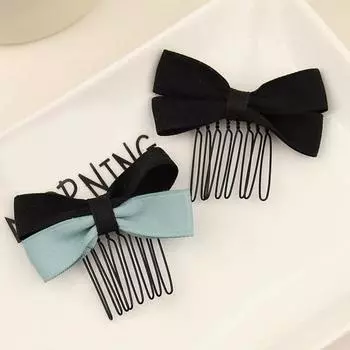 Женская расческа для волос, соответствующая цвету, бант, двойной слой, противоскользящая, с длинными зубцами, украшение для волос, головной убор, челка чёрный