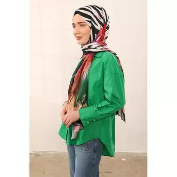 Женская разноцветная мягкая шаль с рисунком под зебру, красная