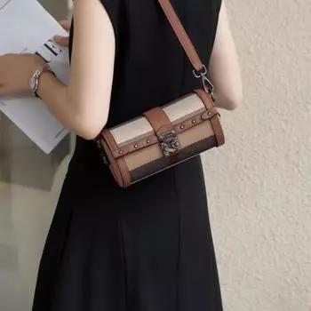 Женская ретро подмышечная сумка, усовершенствованные сумки через плечо, новая модная клетчатая маленькая круглая сумка, корейский стиль, сумки через плечо для активного отдыха