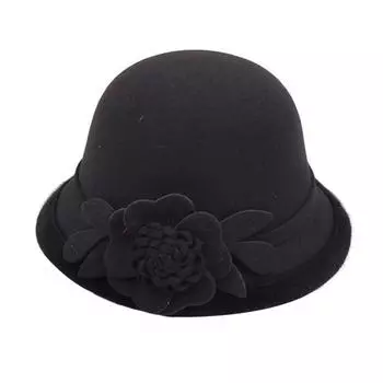 Женская ретро-шапка с объемным цветочным декором и куполом контрастного цвета с короткими полями для холодной погоды, для свиданий, шопинга, вечеринок, головной убор