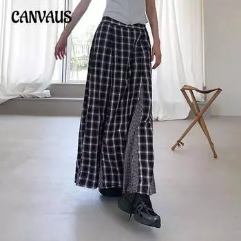 Женская ретро-стиль колледжа, контрастная цветовая гамма, пэчворк, клетка, низкая талия, утягивающая, подходящая ко всему, простая юбка S чёрный