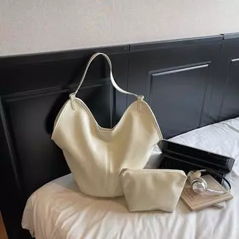 Женская ретро сумка через плечо большой вместимости, сумка-тоут для поездок бежевый