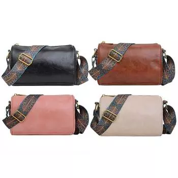 Женская ретро сумка-хобо, повседневная сумка из искусственной кожи, однотонная сумка на одно плечо чёрный