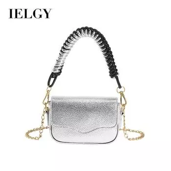Женская ретро-сумка IELGY, небольшая квадратная текстурированная сумка, модная сумка через плечо для мобильного телефона. чёрный