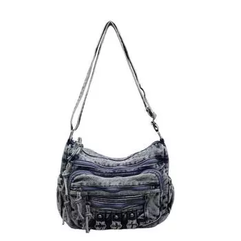 Женская ретро-сумка из денима для женщин среднего и пожилого возраста, сумка для мам с несколькими карманами, сумка через плечо для поездок на работу синий