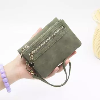 Женская ретро-сумка с двойной молнией, складная, студенческая монетница, женский кошелек Zero чёрный