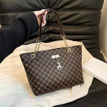 Женская роскошная дизайнерская сумка-тоут большой емкости, модная сумка через плечо с принтом, новая модная сумка для покупок, кошелек 27x10x22cm чёрный