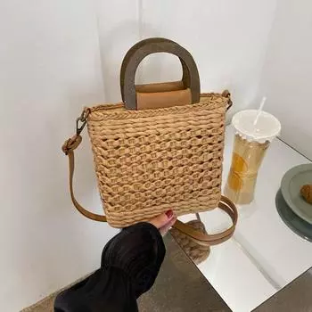 Женская роскошная дизайнерская сумка, высококачественные пляжные сумки-тоут, летний кошелек, завязывающийся на шнурок, сумка через плечо с крючком 20x8x18cm бежевый