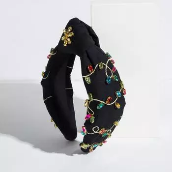 Женская Роскошная Мода Барочная Повязка на Голову Высококачественная Страз Цветок Банкетная Вышитая Повязка на Голову