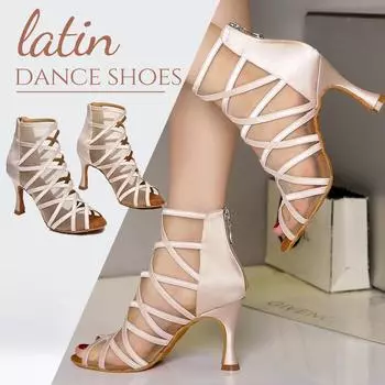 Модная женская обувь класса люкс на высоком каблуке для латинских бальных танцев сальса каблук 9 см 34 чёрный