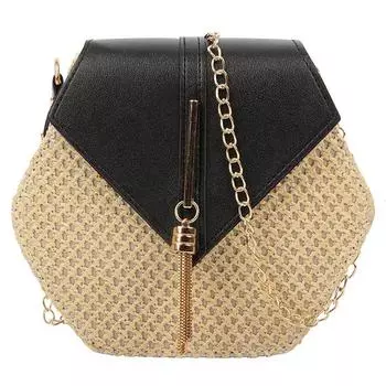 Женская ротанговая соломенная сумка пляжная плетеная сумка-тоут через плечо сумка на цепочке белый