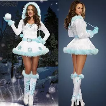 Женская рождественская новая вечеринка из серии «Снеговик» появилась в шерстяном наборе для косплея One size синий