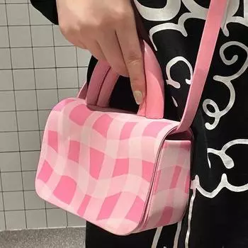 Женская розовая сумка Pottery, модная и универсальная портативная небольшая квадратная сумка, маленькая сумка через плечо, сумка для мобильного телефона на плечо. розовый