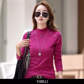 Женская рубашка 3XL Bottoming Shirt, с длинными рукавами, воротником-полуворотом, большого размера, универсальная нижняя одежда для осени и зимы, теплые топы S