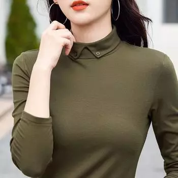 Женская рубашка 3XLT, полуводолазка, удобная и универсальная футболка с длинными рукавами, облегающий женский топ S