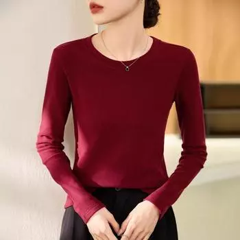 Женская рубашка Ankola из красного бархата с воротником-стойкой и длинными рукавами на осень/зиму 2024 г. L