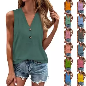 Женская рубашка, блузка, пуговицы, винтажный принт, без рукавов, повседневный базовый топ, пуловер L бронзовый