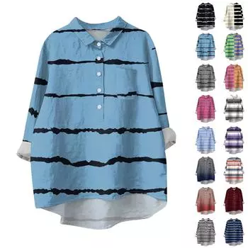 Женская рубашка-блузка с длинными рукавами и принтом на пуговицах, повседневный подол, нестандартный воротник рубашки L бежевый