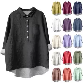 Женская рубашка-блузка с длинными рукавами и пуговицами, однотонный повседневный подол, нестандартный воротник рубашки L армия зеленый