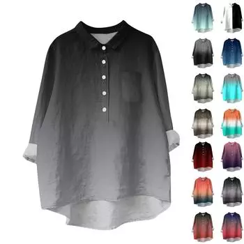 Женская рубашка-блузка с длинными рукавами и принтом на пуговицах, повседневный подол, нестандартный воротник рубашки L армия зеленый