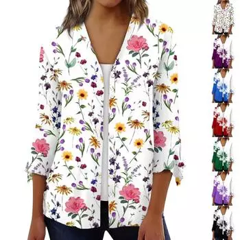 Женская рубашка, блузка, верхняя одежда с принтом, рукав 3/4, повседневные праздничные базовые топы на пуговицах L чёрный