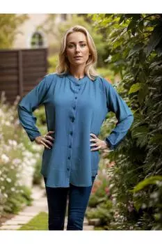 Женская рубашка больших размеров Ayrobin Shirt Big Size, синяя