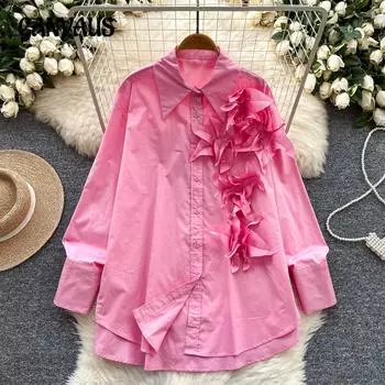 Женская рубашка больших размеров Light Mature Wind High Grade Sense of Chic one size чёрный