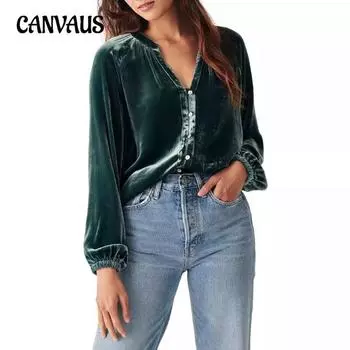 Женская рубашка больших размеров, новая осенняя, однотонная, с V-образным вырезом и длинным рукавом, рубашка Canary Commuter S вино красного