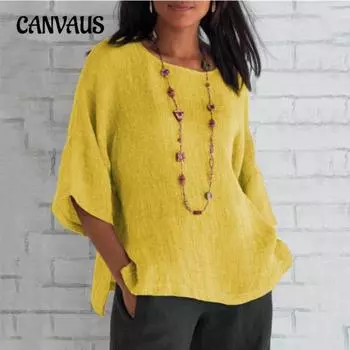 Женская рубашка больших размеров с круглым вырезом и топом