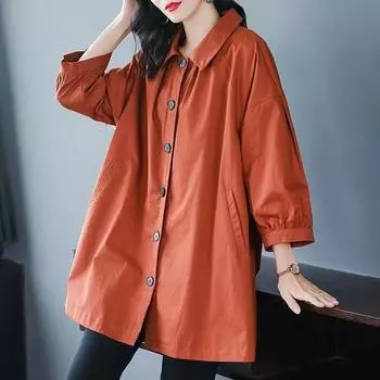 Женская рубашка большого размера, длинная, свободная, однотонная, с воротником-стойкой 5XL