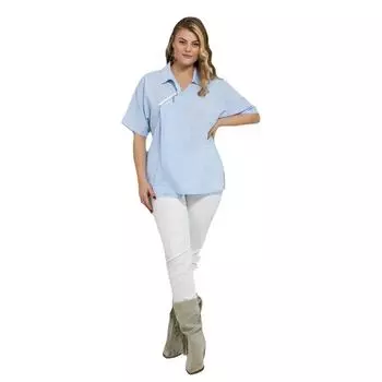 Женская рубашка большого размера Fierte Lm13090 с воротником и молнией