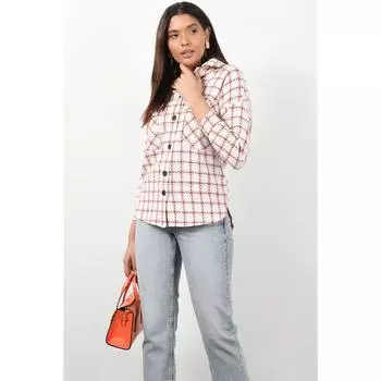 Женская рубашка большого размера с передним карманом дровосека с плиткой