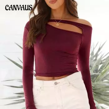 Женская рубашка-бомбер Temperament Commuter Hollow Sexy Irregular Collar Slim Long-sleeved Short Tops S бежевый