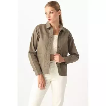 Женская рубашка цвета хаки из габардина
