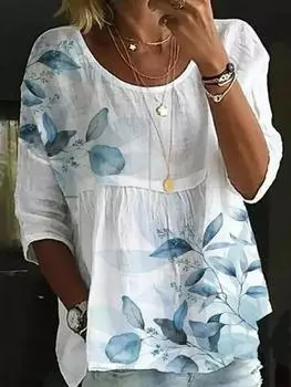 Женская рубашка Danmo, повседневная свободная рубашка с принтом, женская элегантная рубашка с круглым вырезом, топ для отдыха и выходных, большие размеры XS красный