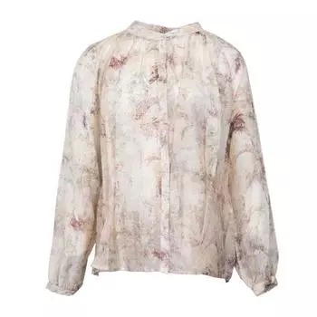 Женская рубашка DIXIE из хлопка и шелка с растительным узором L бежевый