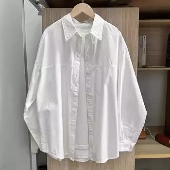 Женская рубашка Dopamine из 100% хлопка, однотонная, с длинными рукавами, универсальная верхняя одежда на осень и весну, свободный крой 2XL