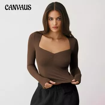 Женская рубашка Fan с длинным рукавом и квадратным вырезом, модный сексуальный топ S серый