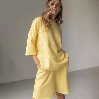 Женская рубашка из двух частей с половиной рукавом, шорты с высокой талией и завязками, комплект большого размера, модные костюмы S белый