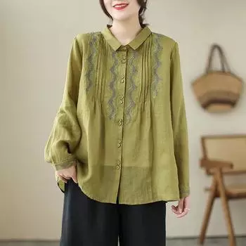 Женская рубашка из хлопка и льна в японском стиле в стиле ретро, простой свободный повседневный топ XXL белый