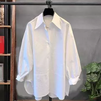 Женская рубашка из хлопка с длинным рукавом, свободная блузка, однотонная, с заостренным воротником, рубашка на весну и осень для вечеринок, путешествий, работы L зелёный