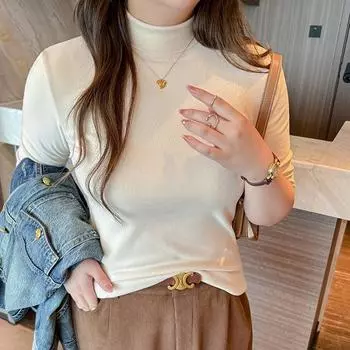 Женская рубашка из кокосового бархата с воротником-полуворотом и рукавами длиной четверть длины в немецком стиле можно носить как изысканный топ осенью и зимой. S