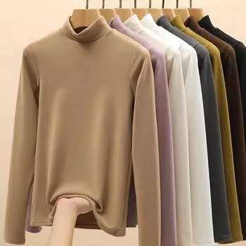 Женская рубашка из микро-велюра De Velvet с высоким воротом, внутренняя часть на осень и зиму, утепленная и утепленная, средняя часть из де-велюра с утеплителем M молочный белый