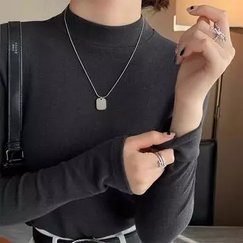 Женская рубашка из модала с полуводолазкой и бархатом, новогодняя, белая, осенне-зимняя, с тонким, матовым воротником-стойкой S